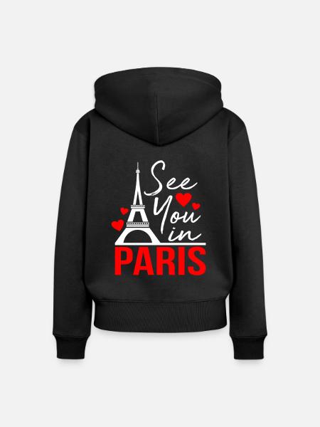 Paris - Frauen Premium Bio Zip Hoodie - Schwarz