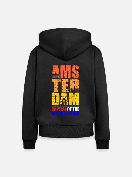 Amsterdam - Frauen Premium Bio Zip Hoodie - Schwarz