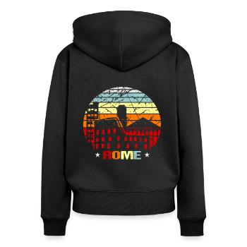 Rome - Sweat à capuche zippé Premium bio Femme - noir - Dos - Julia (174cm)