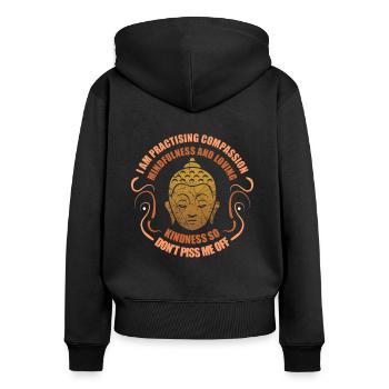 Buddhismus - Frauen Premium Bio Zip Hoodie - Schwarz - Hinten - Julia (174cm)