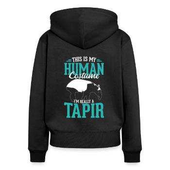 Tapir - Frauen Premium Bio Zip Hoodie - Schwarz - Hinten - Julia (174cm)