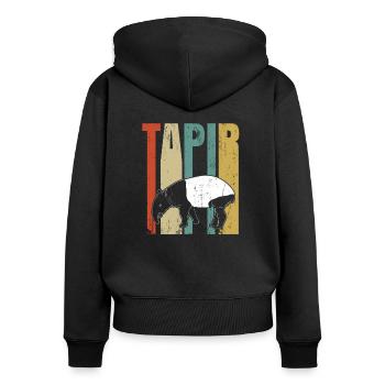 Tapir - Frauen Premium Bio Zip Hoodie - Schwarz - Hinten - Julia (174cm)