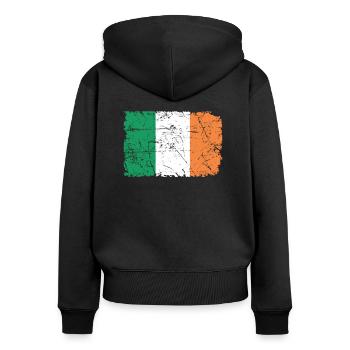Irland - Frauen Premium Bio Zip Hoodie - Schwarz - Hinten - Julia (174cm)