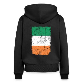 Irland - Frauen Premium Bio Zip Hoodie - Schwarz - Hinten - Julia (174cm)