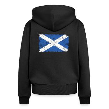 Schottland - Frauen Premium Bio Zip Hoodie - Schwarz - Hinten - Julia (174cm)