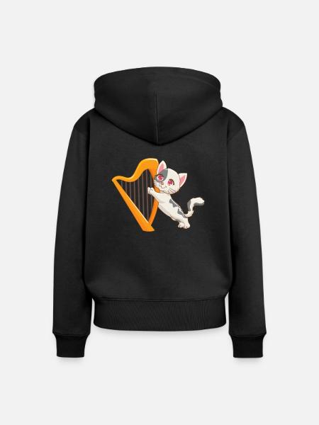 Harfe - Frauen Premium Bio Zip Hoodie - Schwarz