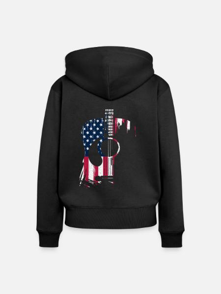 Gitarre - Frauen Premium Bio Zip Hoodie - Schwarz