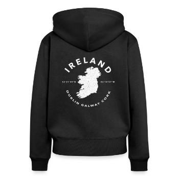 Dublin - Frauen Premium Bio Zip Hoodie - Schwarz - Hinten - Julia (174cm)