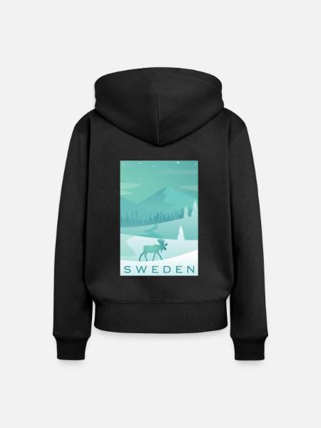 Schweden - Frauen Premium Bio Zip Hoodie - Schwarz