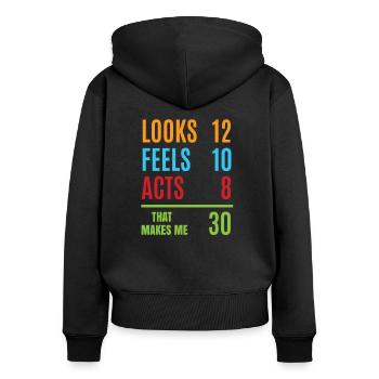30th birthday - Women's Premium Organic Zip Hoodie - black - Back - Julia (174cm)