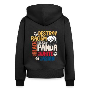 Anti Rassismus Sprüche - Frauen Premium Bio Zip Hoodie - Schwarz - Hinten - Julia (174cm)