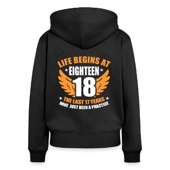 18th birthday - Women's Premium Organic Zip Hoodie - black - Back - Julia (174cm)