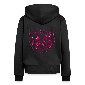 40. Geburtstag - Frauen Premium Bio Zip Hoodie - Schwarz - Hinten - Julia (174cm)