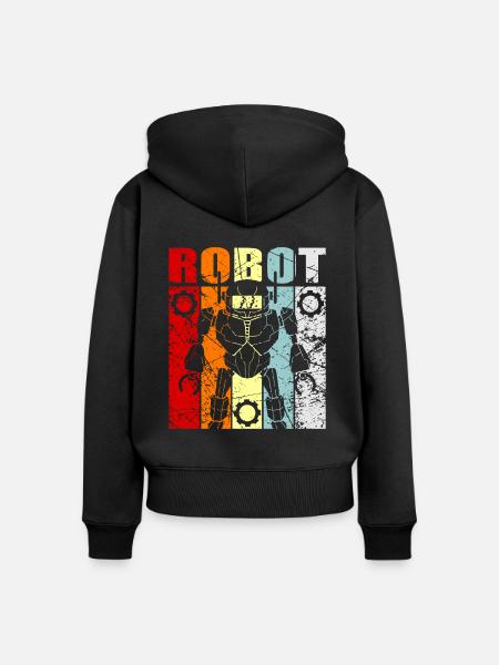 Roboter - Frauen Premium Bio Zip Hoodie - Schwarz