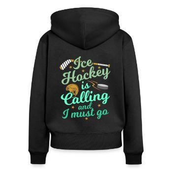 Eishockey - Frauen Premium Bio Zip Hoodie - Schwarz - Hinten - Julia (174cm)