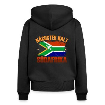 Südafrika - Frauen Premium Bio Zip Hoodie - Schwarz - Hinten - Julia (174cm)
