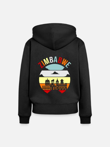 Simbabwe - Frauen Premium Bio Zip Hoodie - Schwarz
