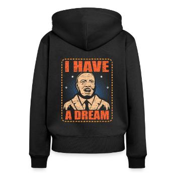 Martin Luther King - Sweat à capuche zippé Premium bio Femme - noir - Dos - Julia (174cm)