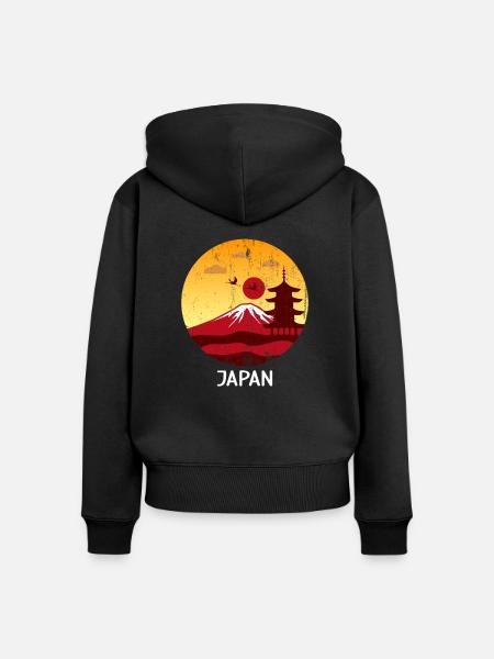 Japan - Frauen Premium Bio Zip Hoodie - Schwarz