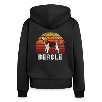 Beagle - Frauen Premium Bio Zip Hoodie - Schwarz - Hinten - Julia (174cm)