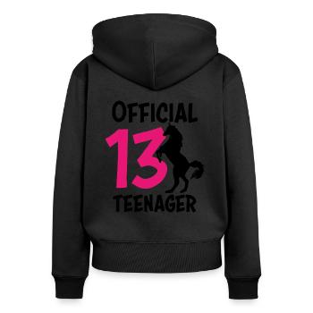 13th birthday 13 years teenager gift girl - Women's Premium Organic Zip Hoodie - black - Back - Julia (174cm)
