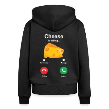 Käse - Frauen Premium Bio Zip Hoodie - Schwarz - Hinten - Julia (174cm)