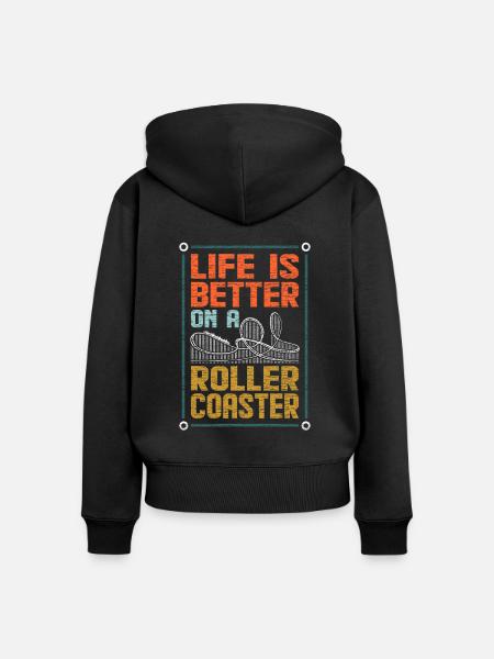 Achterbahn - Frauen Premium Bio Zip Hoodie - Schwarz