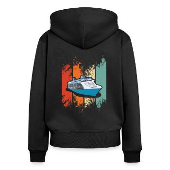 Kreuzfahrtschiff - Frauen Premium Bio Zip Hoodie - Schwarz - Hinten - Julia (174cm)