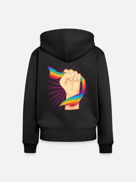 LGBT - Frauen Premium Bio Zip Hoodie - Schwarz