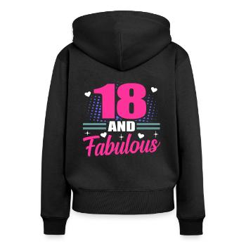 18th birthday - Women's Premium Organic Zip Hoodie - black - Back - Julia (174cm)