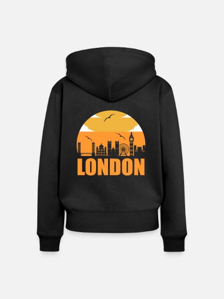 London - Frauen Premium Bio Zip Hoodie - Schwarz