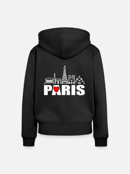 Paris - Frauen Premium Bio Zip Hoodie - Schwarz