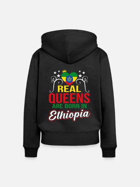 Äthiopien - Frauen Premium Bio Zip Hoodie - Schwarz
