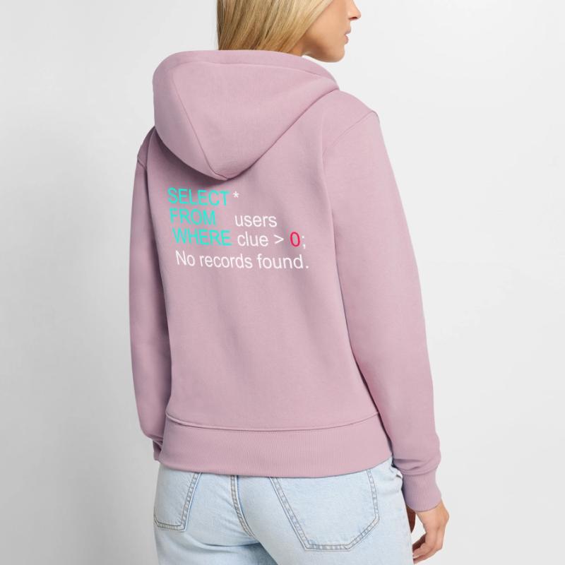 Données de base de données SQL Programmer Administration Sweat à capuche zippé Premium bio Femme
