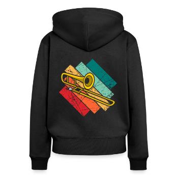 Posaune Trombone - Sweat à capuche zippé Premium bio Femme - noir - Dos - Julia (174cm)