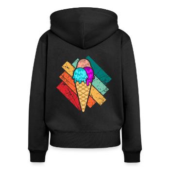 Crème glacée - Sweat à capuche zippé Premium bio Femme - noir - Dos - Julia (174cm)
