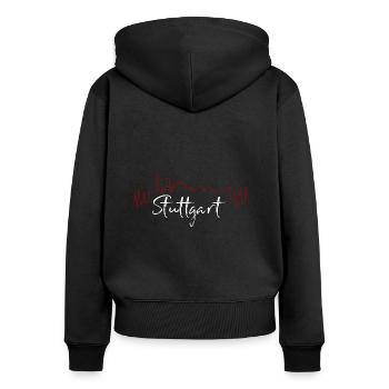 Stuttgart - Sweat à capuche zippé Premium bio Femme - noir - Dos - Julia (174cm)