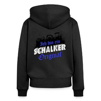Ich bin ein Schalker Original | Schalke Geschenk - Frauen Premium Bio Zip Hoodie - Schwarz - Hinten - Julia (174cm)