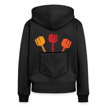 Retro Graphic Dart Player Darts Dartboard Bullseye - Women's Premium Organic Zip Hoodie - black - Back - Julia (174cm)