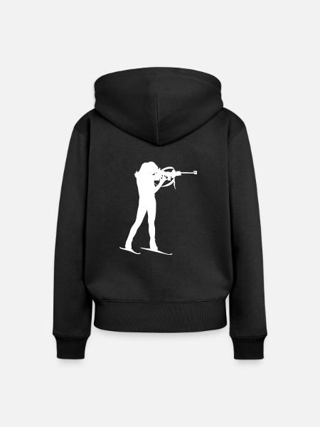 biathlete frau - Frauen Premium Bio Zip Hoodie - Schwarz
