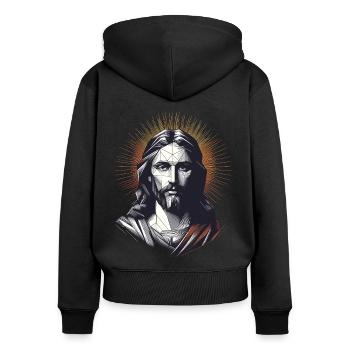 Jesus Vektor Polygon Christus Kopf Religion - Frauen Premium Bio Zip Hoodie - Schwarz - Hinten - Julia (174cm)