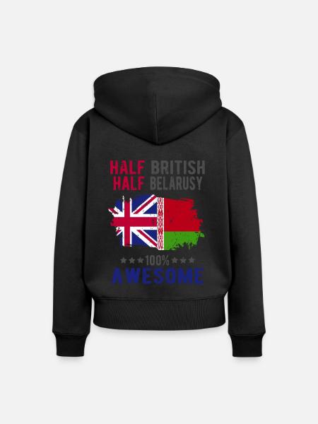 Halb Brite Halb Belarusse - Frauen Premium Bio Zip Hoodie - Schwarz