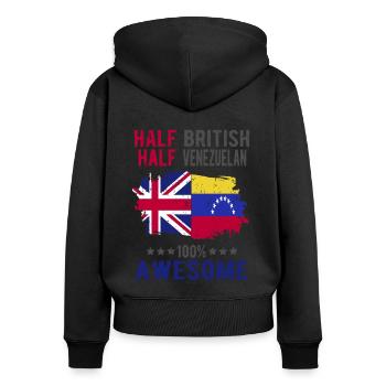 Halb Brite Halb Venezolaner - Frauen Premium Bio Zip Hoodie - Schwarz - Hinten - Julia (174cm)