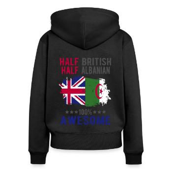 Halb Brite Halb Albaner - Frauen Premium Bio Zip Hoodie - Schwarz - Hinten - Julia (174cm)