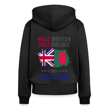 Moitié britannique moitié bangladais - Sweat à capuche zippé Premium bio Femme - noir - Dos - Julia (174cm)
