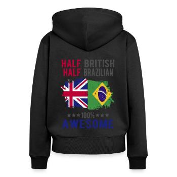Halb Brite Halb Brasilianer - Frauen Premium Bio Zip Hoodie - Schwarz - Hinten - Julia (174cm)