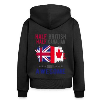 Halb Brite Halb Kanadier - Frauen Premium Bio Zip Hoodie - Schwarz - Hinten - Julia (174cm)