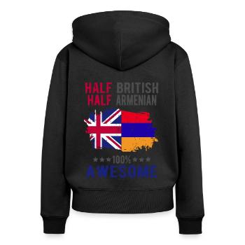 Moitié britannique moitié arménienne - Sweat à capuche zippé Premium bio Femme - noir - Dos - Julia (174cm)