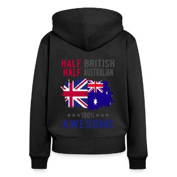 Halb Brite Halb Australier - Frauen Premium Bio Zip Hoodie - Schwarz - Hinten - Julia (174cm)