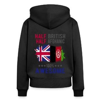 Moitié britannique moitié afghan - Sweat à capuche zippé Premium bio Femme - noir - Dos - Julia (174cm)